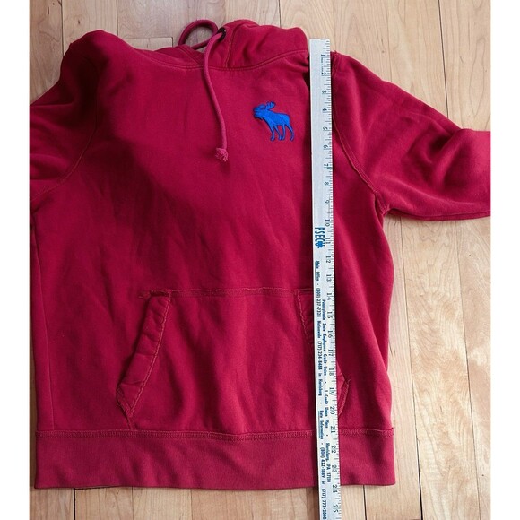 VINTAGE 90's - Y2K Abercrombie & Fitch Hoodie Medium Red  Blue Moose Sweatshirt - Picture 4 of 5